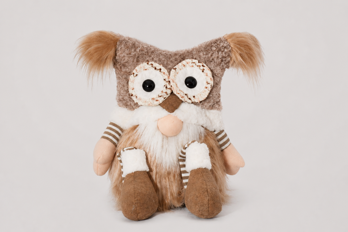 GNOMO C/GORRO BUHO BEIGE / GRIS