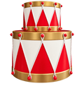 Set 2 tambores de metal rojo y blanco 17 cm 25cm
