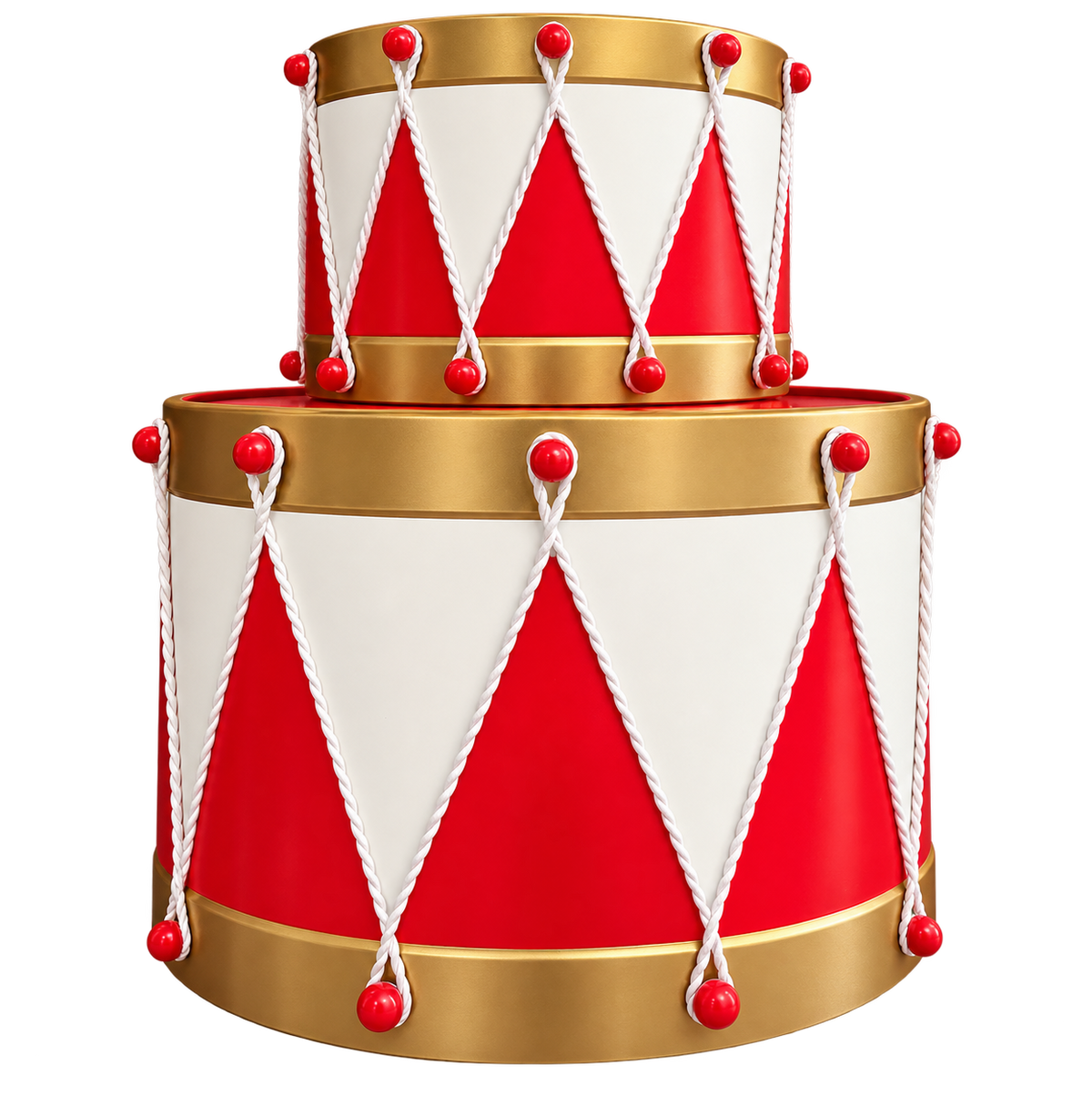 Set 2 tambores de metal rojo y blanco 17 cm 25cm