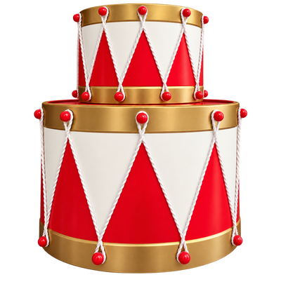 Set 2 tambores de metal rojo y blanco 17 cm 25cm