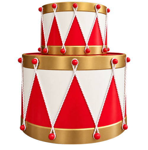 Set 2 tambores de metal rojo y blanco 17 cm 25cm