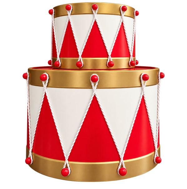 Set 2 tambores de metal rojo y blanco 17 cm 25cm
