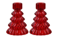 Set de 2 portavelas de vidrio rojo 13 cm