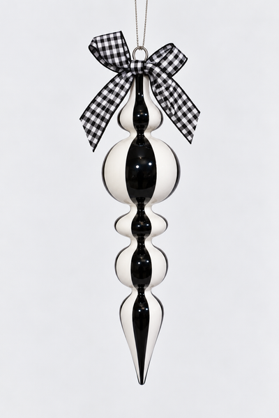 Colgante 19 cm negro con esferas y moño