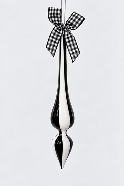 Colgante 22 cm negro tipo lágrima con moño
