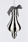 Colgante 17 cm negro y blanco tipo gota con moño