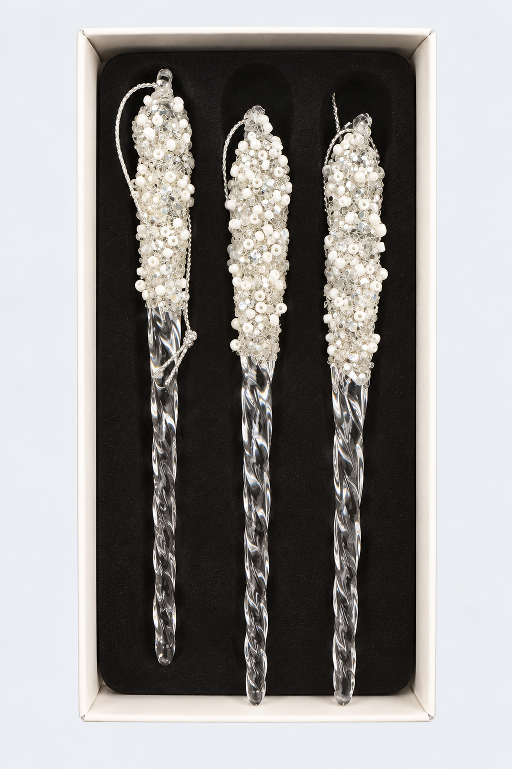 Set de 3 carámbanos nevados 13.5cm