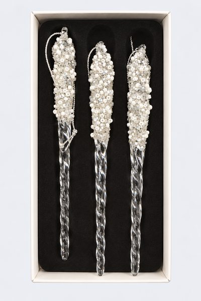 Set de 3 carámbanos nevados 13.5cm