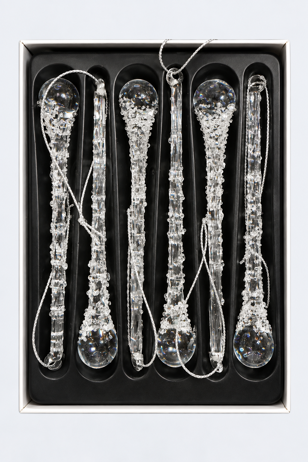Set de carámbanos de vidrio transparente 13cm