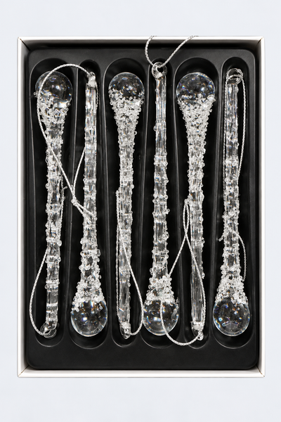 Set de carámbanos de vidrio transparente 13cm