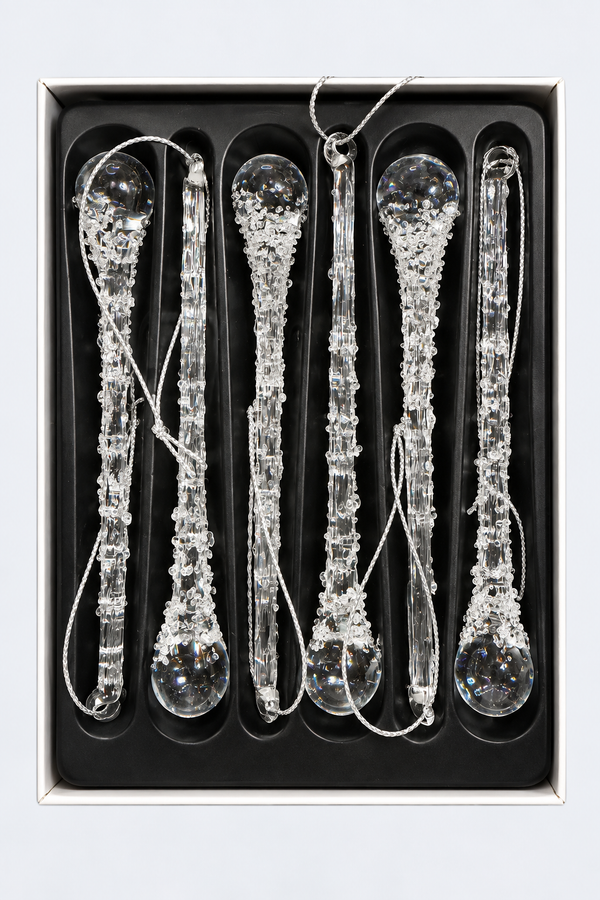 Set de carámbanos de vidrio transparente 13cm