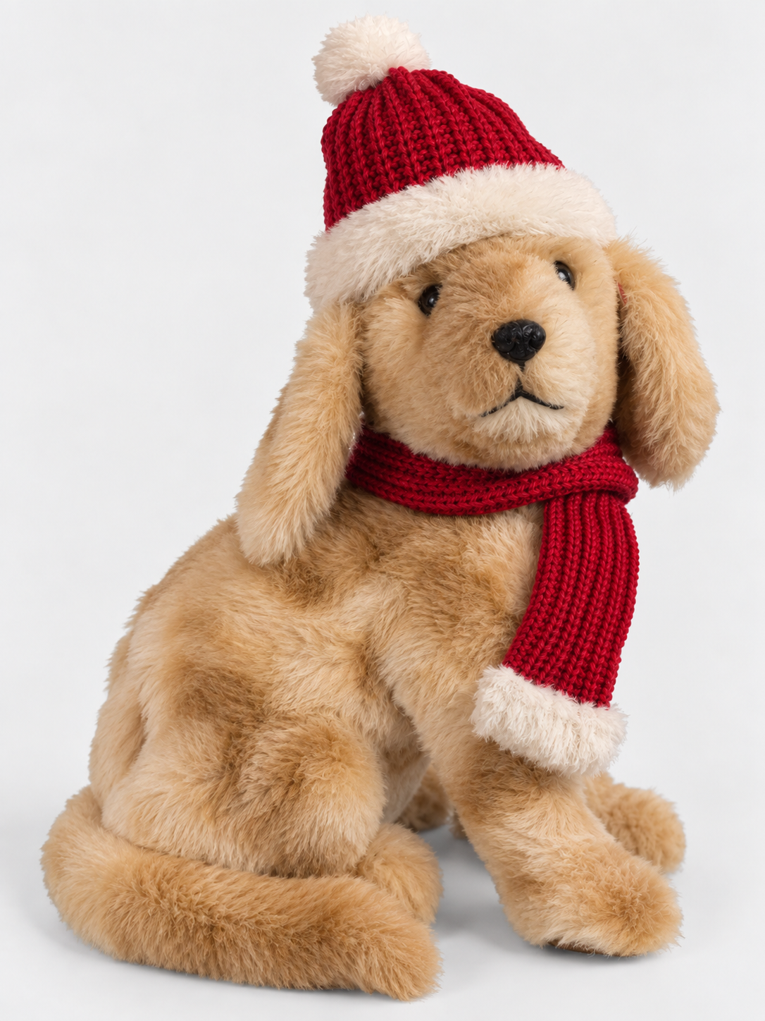 Perro navideño con gorro y bufanda 37cm