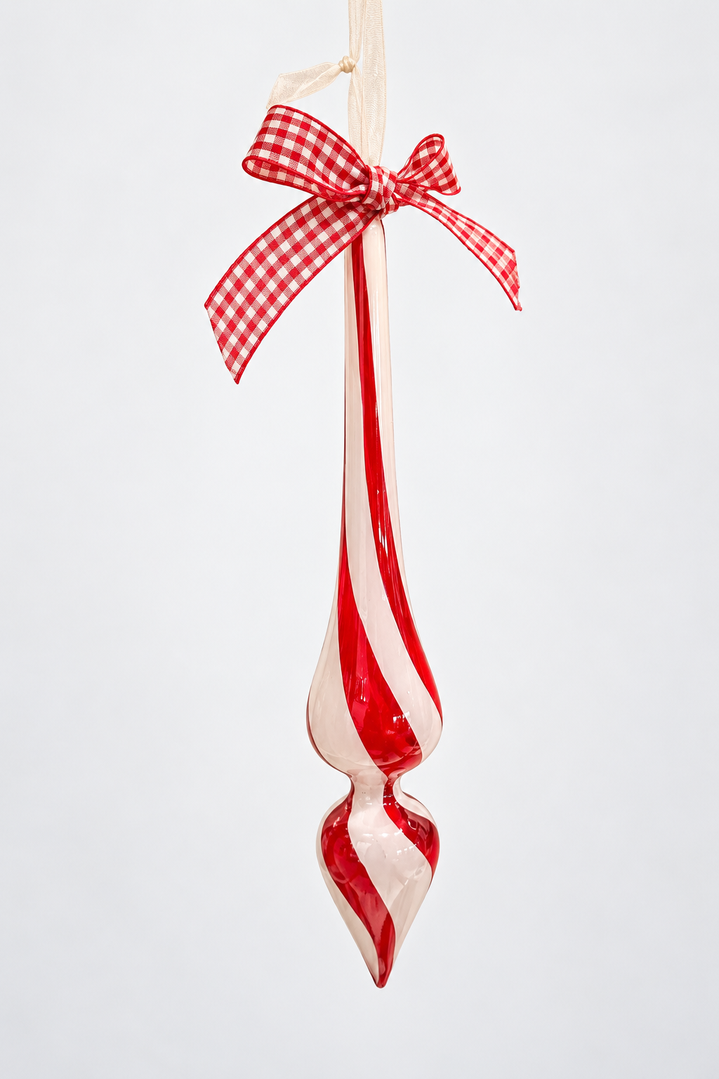 Colgante 22 cm espiral rojo y blanco con moño