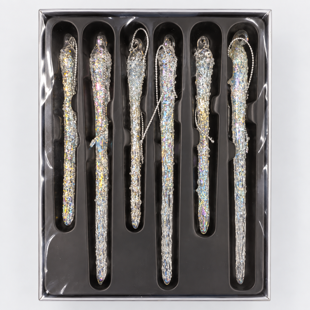 Set de carámbanos escarchados de vidrio 17cm