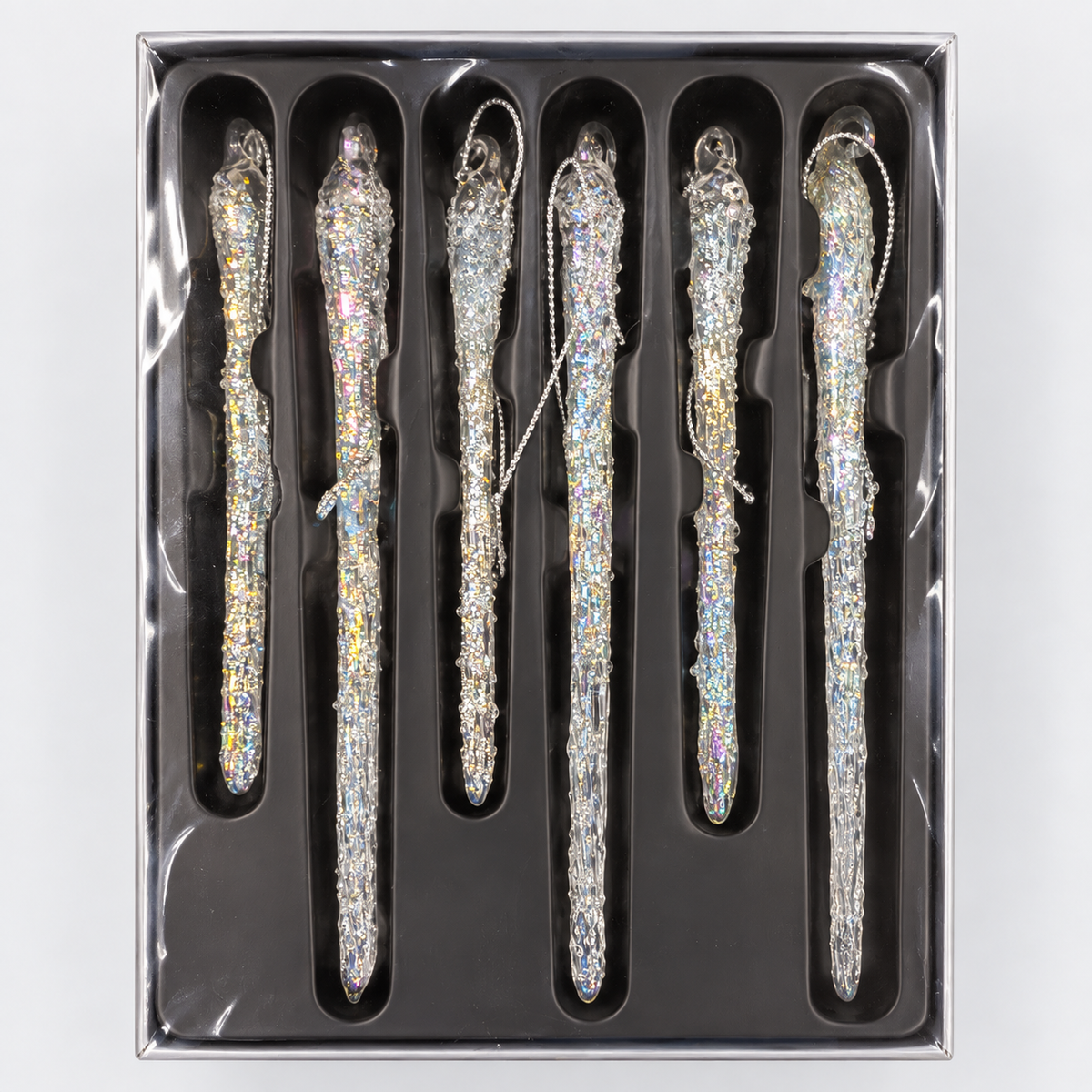 Set de carámbanos escarchados de vidrio 17cm