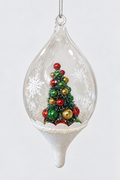Colgante lágrima transparente con árbol interior 17cm